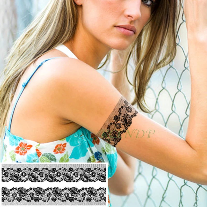 Waterproof Temporary Tattoo Sticker lace flower vine leaf dot Fake Tatto  Flash Tatoo Waist Arm Foot Tattoos for Girl Women Men