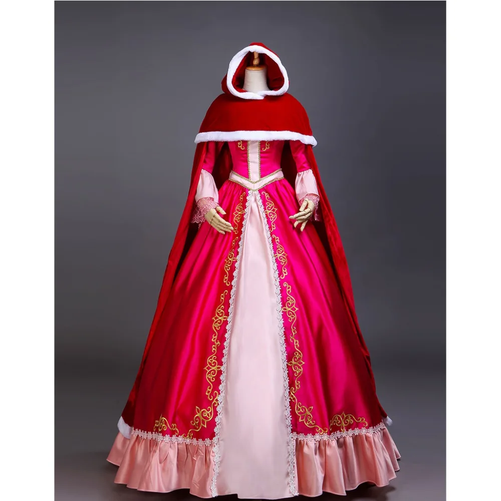 

Cosplaydiy Beauty Belle Dress With Red Cape Cloak Women Christmas Belle Dress Costume Custom Made L320