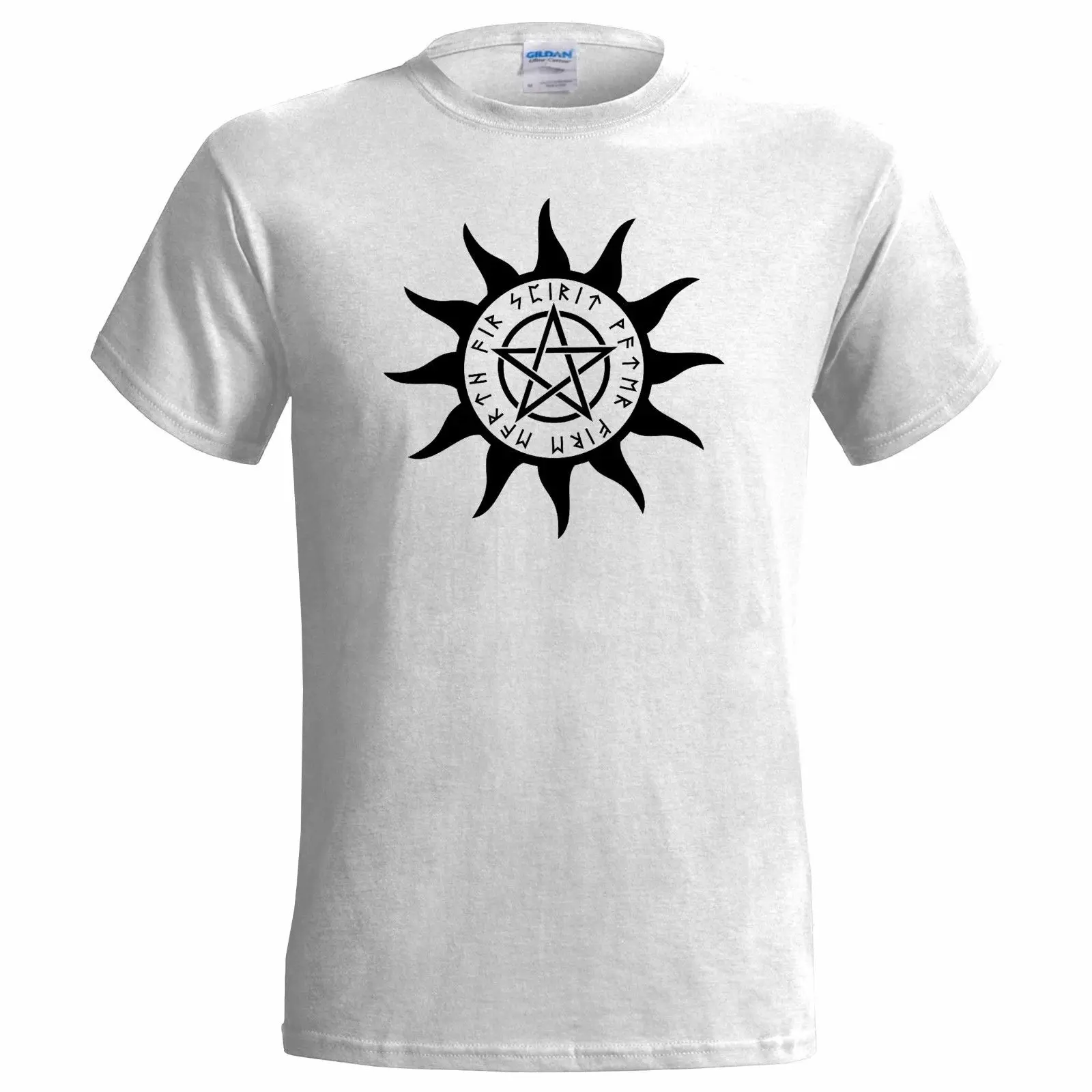 Мужская футболка с пентаграммой изображением солнца духа WICCA PAGAN оккультной