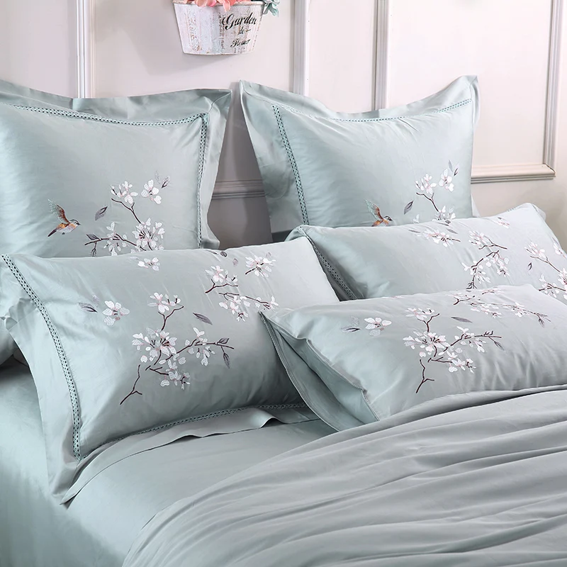 Американский Стиль 60 S сатин люкс из египетского хлопка Вышивка Постельные