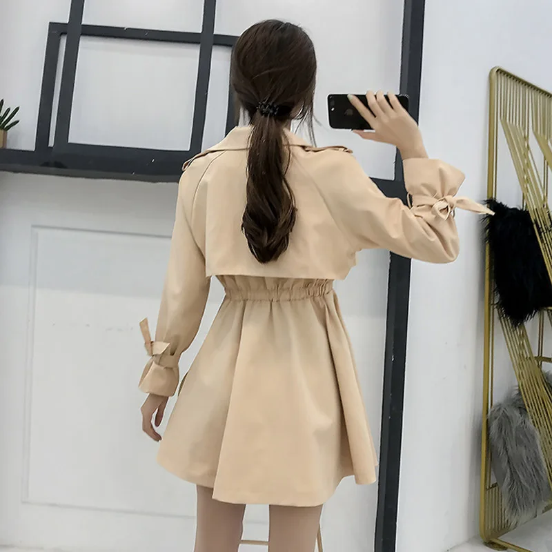 PERHAPS U women outwear casual solid single button pink khaki short coats trench notch collar C0028 |