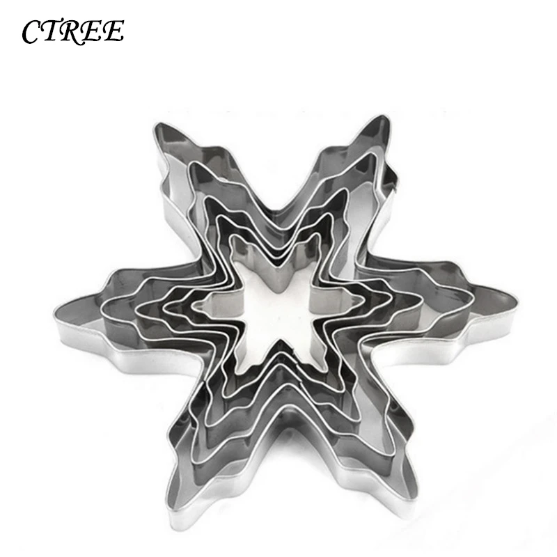 

CTREE 5PC Cookie Mould Aluminum Biscuit Press Icing Stamp Mold Dessert Tool Christmas Pine Leaf KitchenKitchen Accessories C432