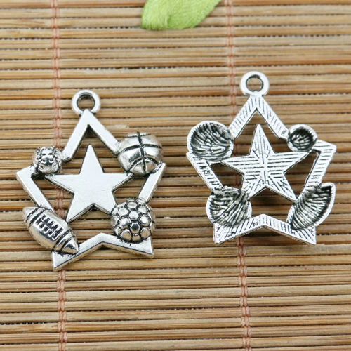 

15pcs tibetan silver balls together on the pentagram charms EF2402