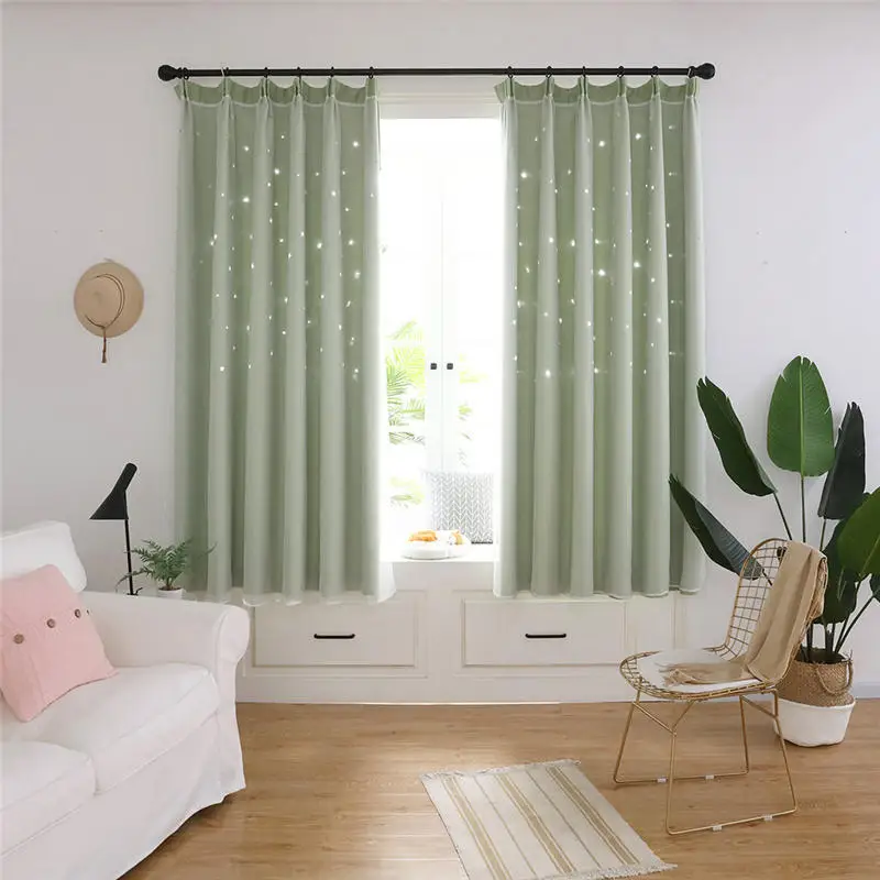 Starry Sky Sheer Curtain Window Treatment Voile Drape Valance Double-deck for living room bedroom new and high quality @L | Дом и сад