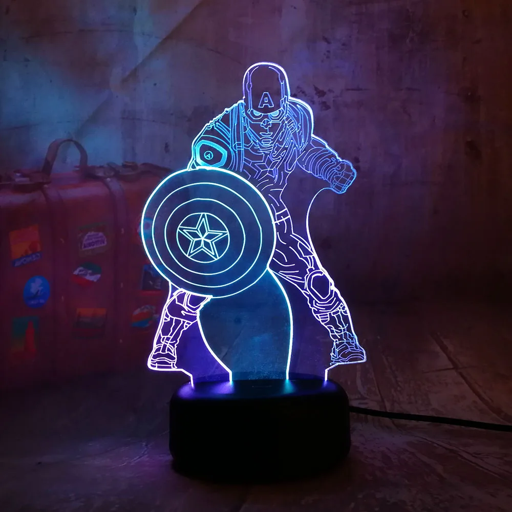 С героями комиксов Марвел Капитан Америка RGB светодиодный Ночной светильник