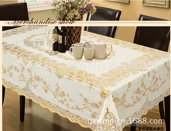 Eurpoean Exquisite tipping bronzing table 137x182cm 54x72&quot cloths wedding PVC waterproof dining tablecover Embroidery | Дом и сад