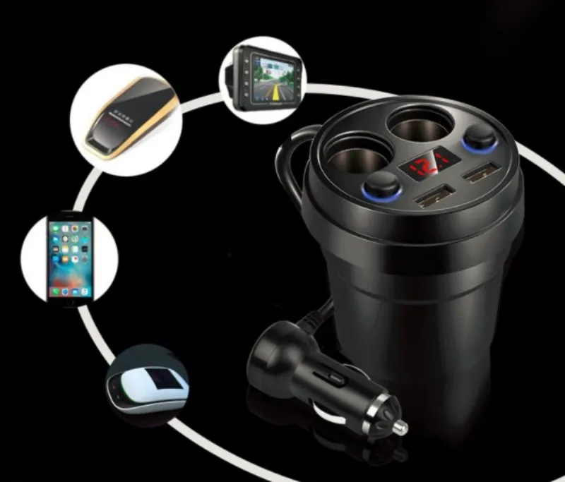New Cup Car Charger Dual USB Cable Multifunction Cigarette Lighter Mobile Phone | Мобильные телефоны и аксессуары