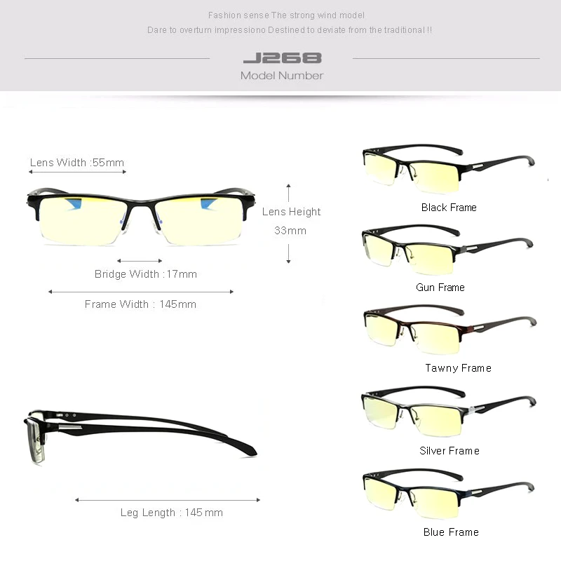 Jara титана излучения Защита HD очки кадр TR90 вождения компьютер Мужчины Анти Blue Ray