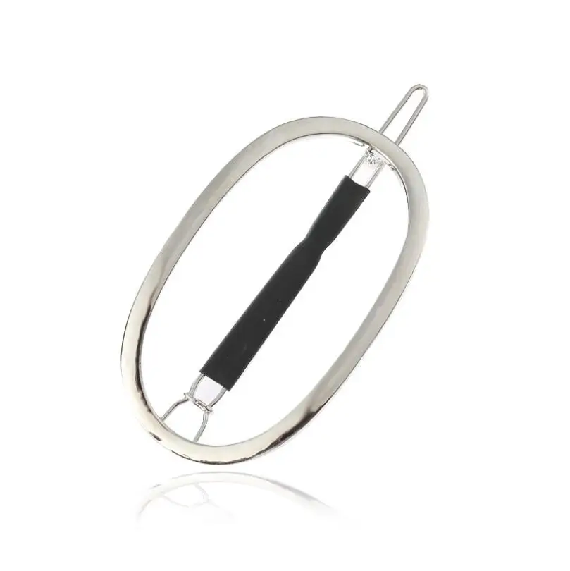 silver oval SMJEL простая заколка для волос дикая Геометрическая круглая луна сердечная шпилька милый кот заколка для волос Элегантные Металлические Свадебные аксессуары для волос - Окраска металла: silver oval