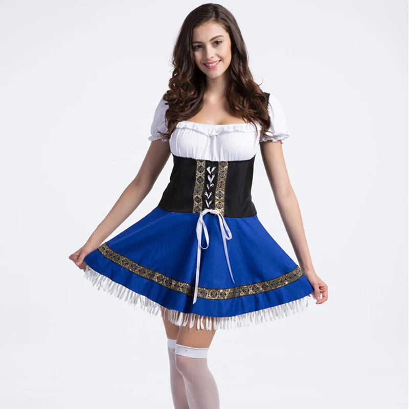 Новинка синяя Вечеринка Октоберфест косплей пиво костюмы на Хэллоуин для женщин