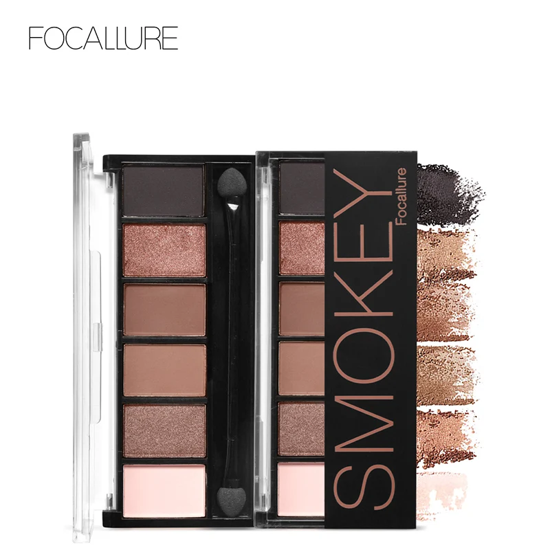 FOCALLURE 6 Colors Eyeshadow Palette Glamorous Smokey Shimmer Makeup Kit professional Eye makeup |