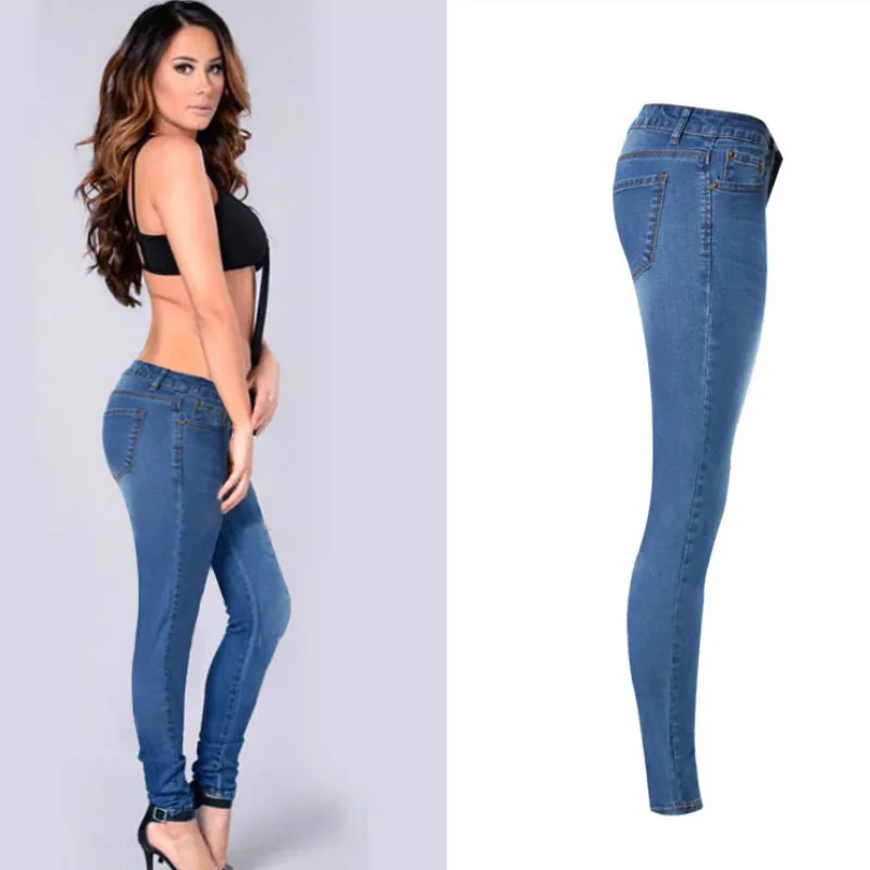 Low Waist Bleached Washed Skinny Jeans Women Fashion Push Up Vintage Moustache Effect Pencil Pants Femme Blue Plus Size Trousers |