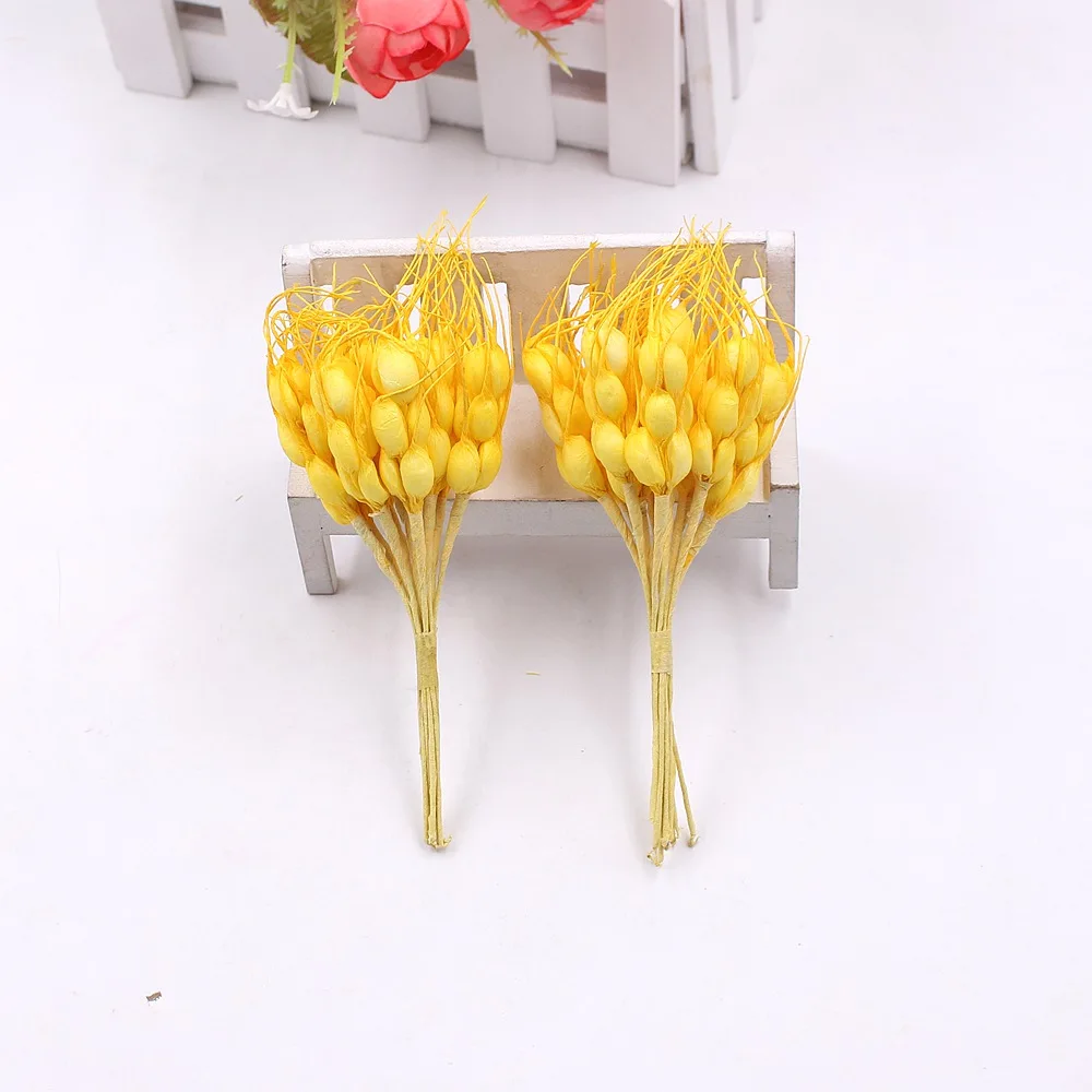yellow 10 шт. искусственный цветок мини пузырьки падения пшеницы грозди Свадебные украшения DIY венки ножницы декоративный венок искусственные цветы - Цвет: yellow