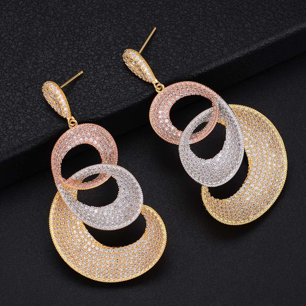 Godki 2019 очаровательные крупные серьги для женщин роскошные с кубическим цирконием