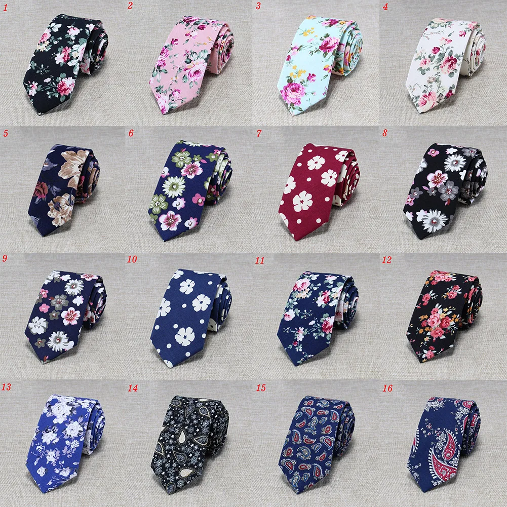 Мужские хлопковые галстуки с цветочным принтом облегающие элегантные деловые