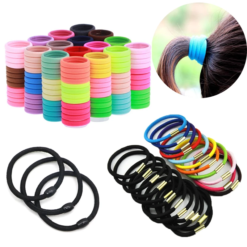 

3 Style 50/100PC Mix Colors Scrunchy Hair Ties Rubber Elastic Hair Bands Ties Rope Head Bands Ponytail Holder Hair Accessories