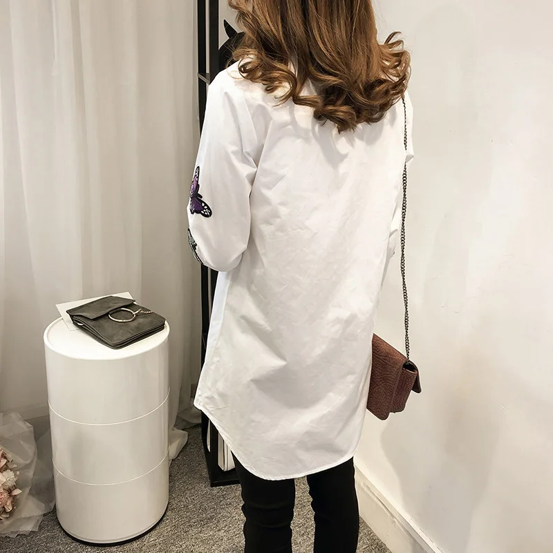 Новая женская рубашка с бабочкой и длинным рукавом модная свободная Передняя на