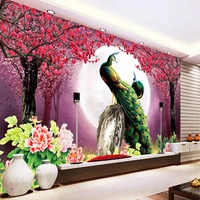custom 3d photo wallpaper peacock moon flowers living room sofa tv background home decoration wall art mural painting wall paper
