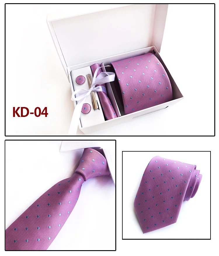 Модная точка жаккарда галстук мужской галстук свадебный шейный галстук, шейный платок и запонки зажимы Подарочная коробка мужской галстук Hommie 8 см Gravatas