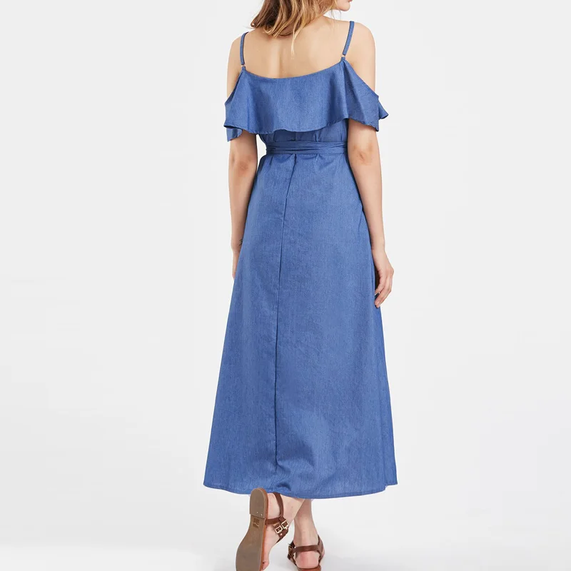 Модные женские туфли Твердые оборками с открытыми плечами бретельках Лето