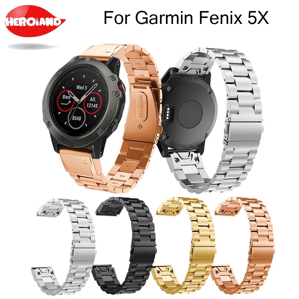 Браслет из натуральной нержавеющей стали 26 мм ремешок для Garmin Fenix 5X GPS
