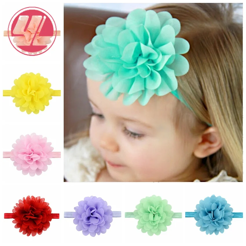 Женская повязка на голову с цветным шифоновым цветком аксессуары для волос 584 |