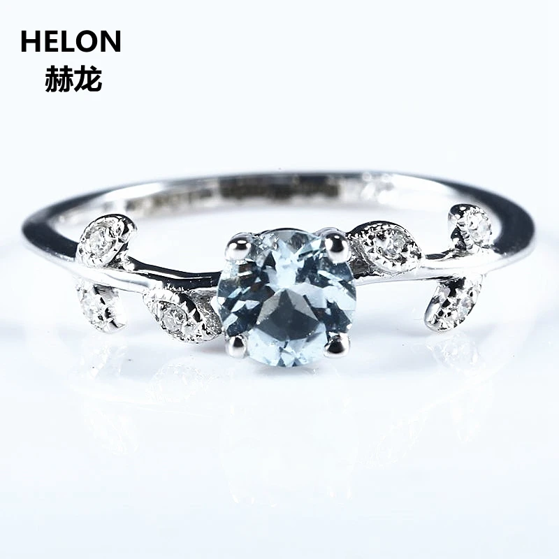 Женское Обручальное кольцо белое золото 14 к Натуральный аквамарин настоящие