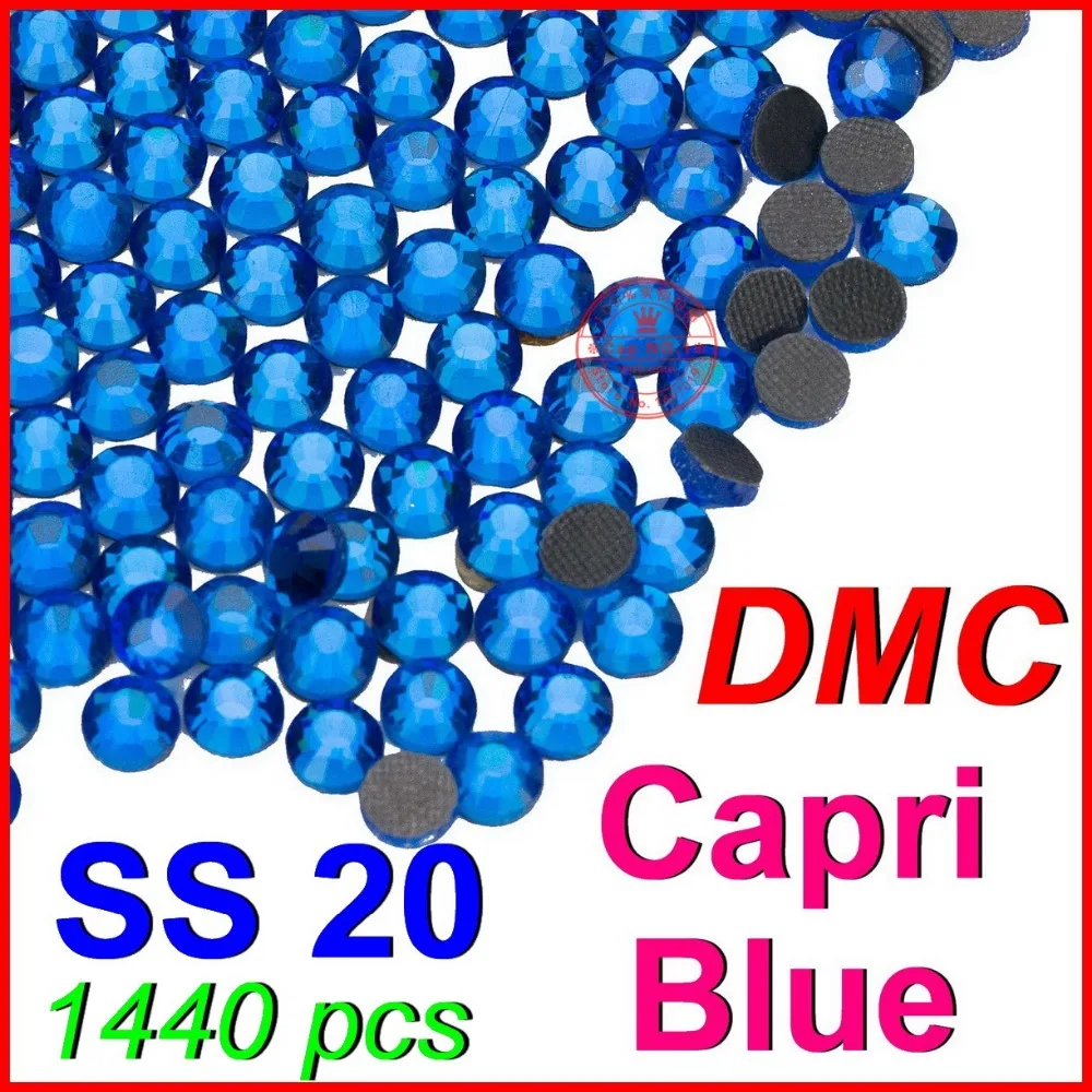 SS20 4 6 8 мм 1440 Φ CapriBlue DMC Горячая фиксация плоская задней Стразы Термотрансферная