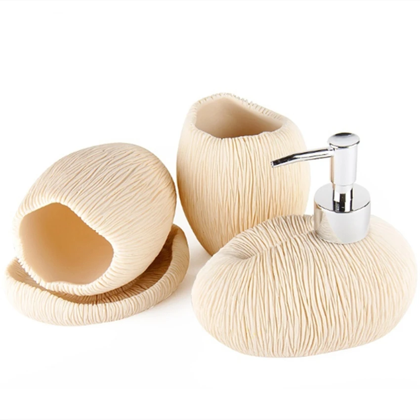 beige 4 pieces set DecoTalk аксессуары для ванной комнаты Набор 3 шт. набор коралловый риф узор песчаник персональный уход наборы белый бежевый черный 4 шт. набор нордический - Цвет: beige 4 pieces set