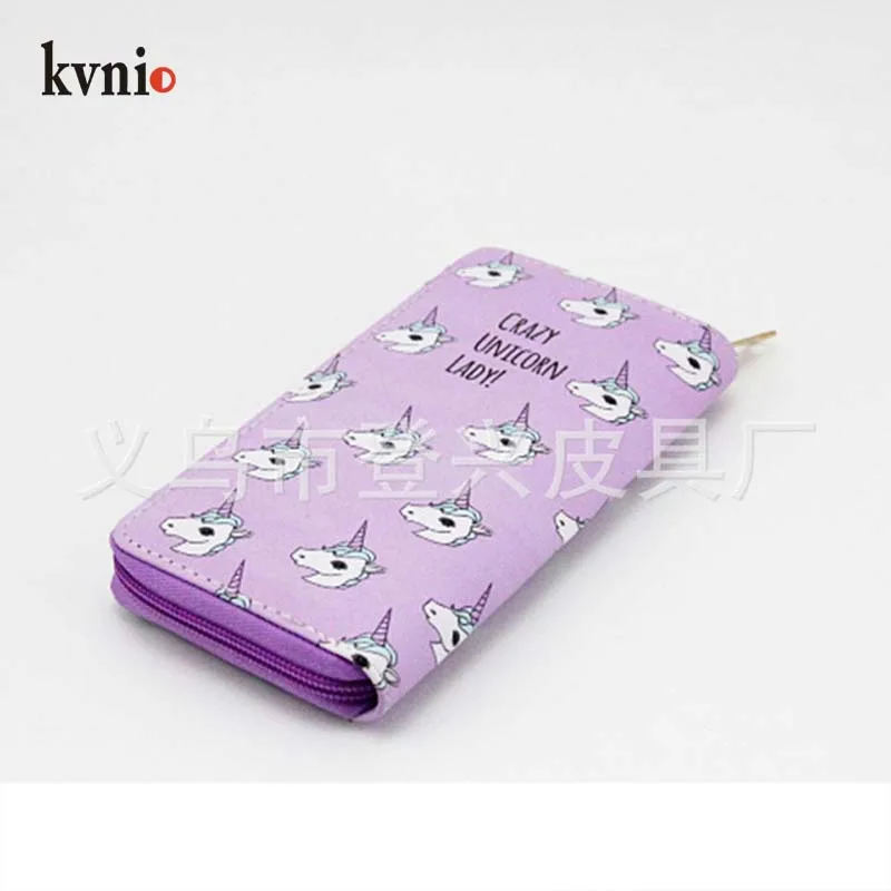 KVNIO 2018 новый милый Длинный кошелек с принтом единорога студенческий клатч из