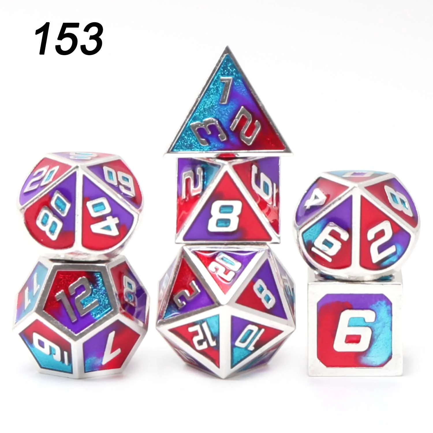 Chengshuo игральные кости DND Металл РГП набор многогранных Подземелья и Драконы d20 10 8 12 настольная игра цинковый сплав Серебристые цифровые кубики узор - Цвет: 153