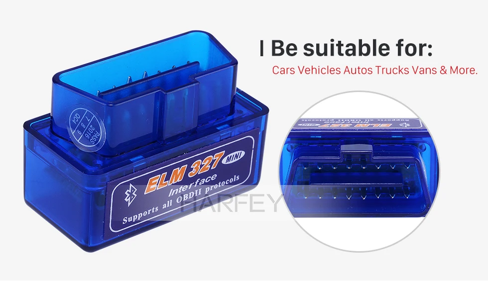 Harfey OBD OBD2 Мини ELM327 V1.5 Bluetooth считыватель кодов диагностический Автомобильный сканер инструмент для VW Chrysler Ford Mazada Nissan Toyota