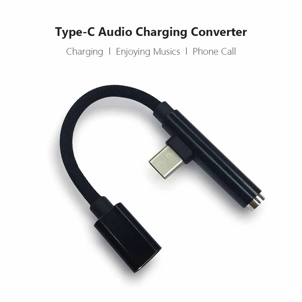 Разветвитель для наушников с разъемом USB Type-C на 3 5 мм адаптер Aux зарядное