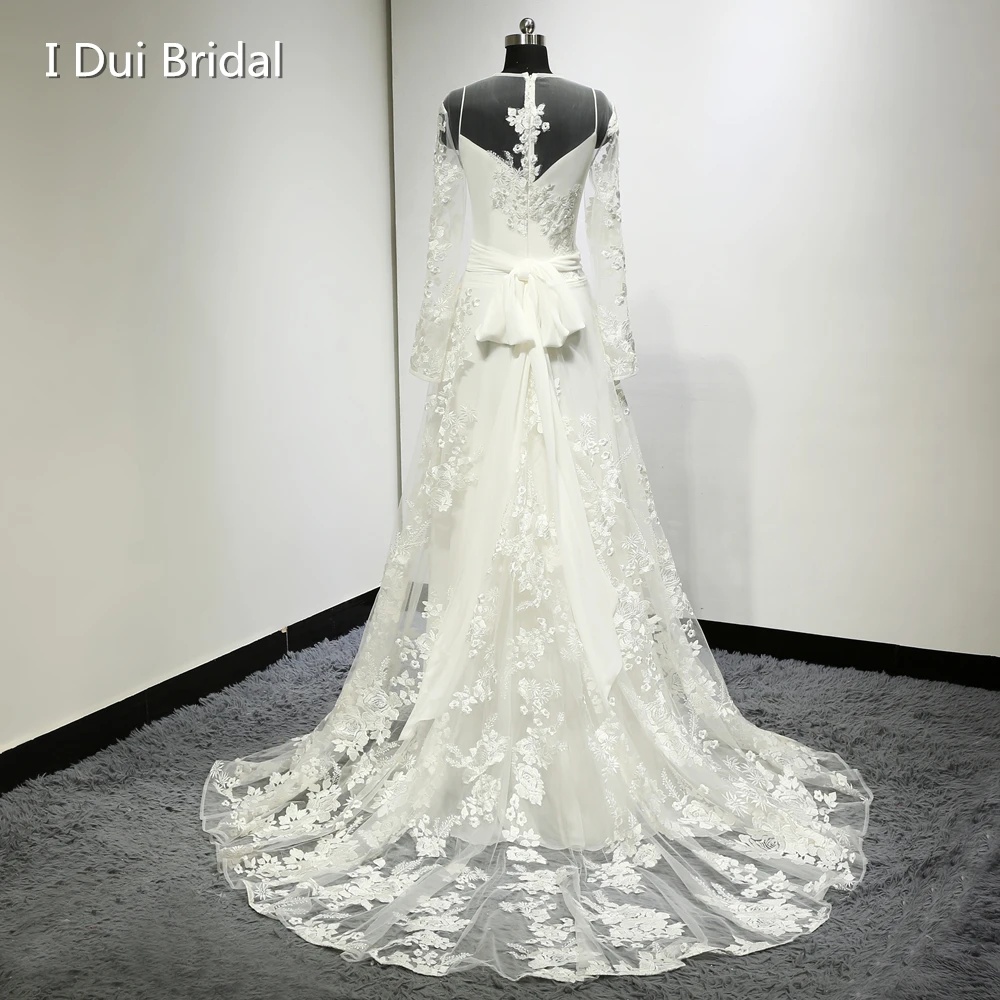 Женское свадебное платье в стиле бохо винтажное с длинными рукавами и кружевной