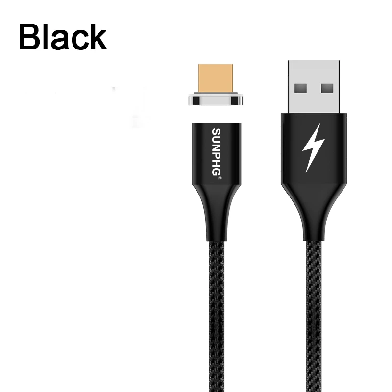 micro usb black SUNPHG 2 м mi cro USB Магнитный зарядный кабель 3A для sony xperia z3 быстрое зарядное устройство usb type c для iphone 5 6 8Plus на Ksio mi 6 mi 8 - Тип штекера: micro usb black