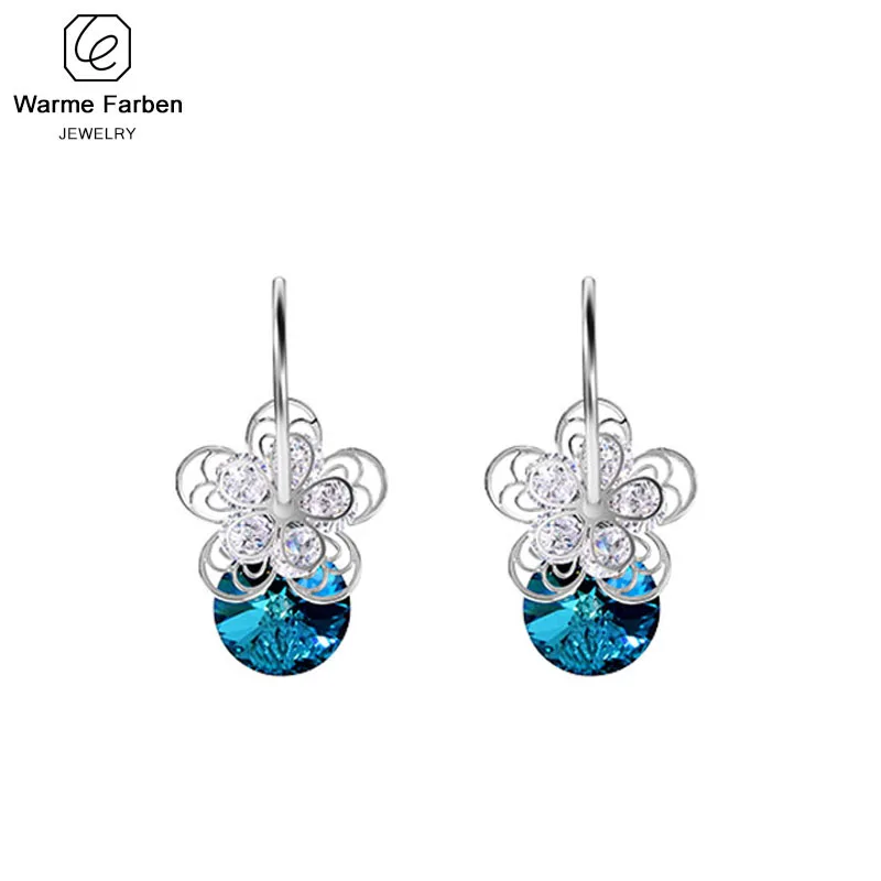 Женские серьги с кристаллами Сваровски универсальные капельки из стерлингового