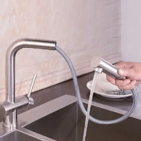 304 stainless steel faucet multifunctional rotating pull type hot and cold water faucet