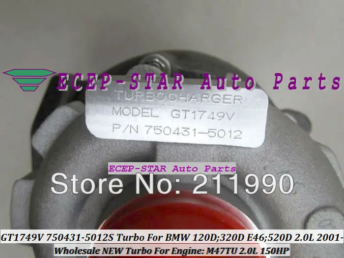 Бесплатная доставка GT1749V 750431-5012S 750431-5009S 750431 7794144E03 турбо для BMW 120D 320D 520D Compact X3 E83 2001-08