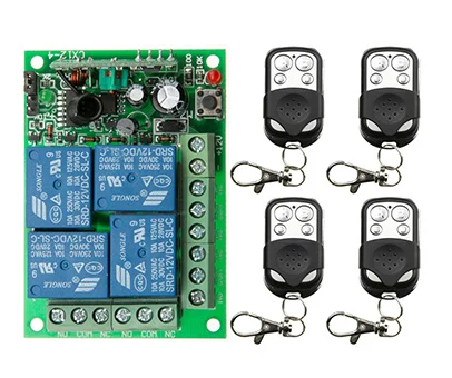 Green DC 12 V 24 V 4CH 10A Радиоуправление Лер RF беспроводной кнопочный пульт дистанционного управления Переключатель 315 МГц, 433 МГц передатчик+ приемное устройство для открытия двери гаража - Color: Green