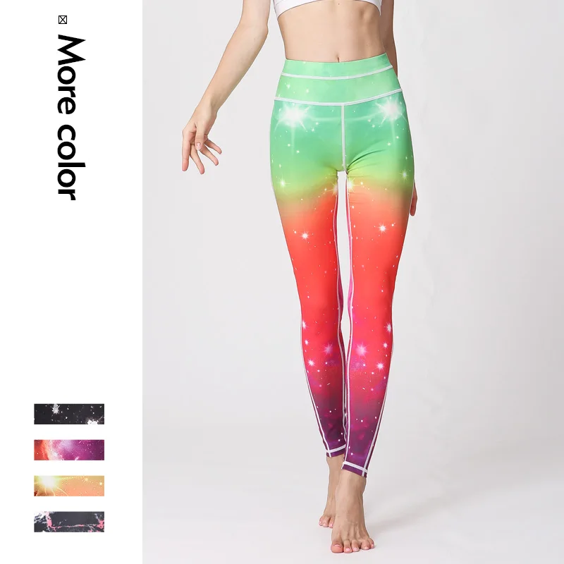 

Women Starry Sky Printed Yoga Pants Ankle-Length Elastic Waist Running Fitness Leggings Tights Quick-Dry Sports Pants Trousers