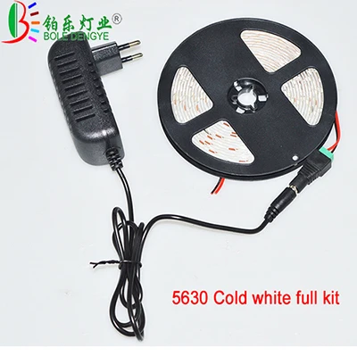 cold white full kit 5 м 300 светодиодный s полосы света комплект с Питание, супер яркий 12 В светодиодный ленты,-водонепроницаемый, 2835 SMD 3000 К теплый белый освещение - Испускаемый цвет: cold white full kit