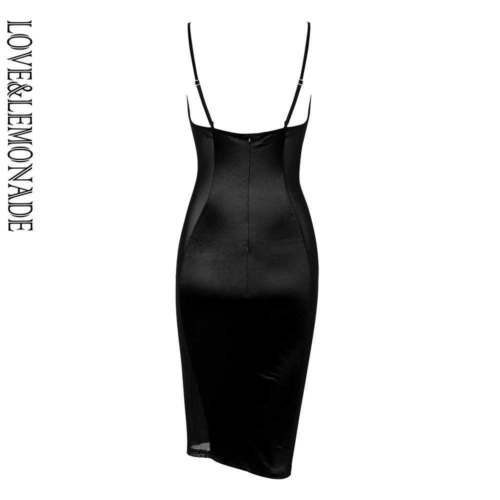 LOVE & LEMONADE сексуальные черные вечерние облегающие платья с глубоким v образным