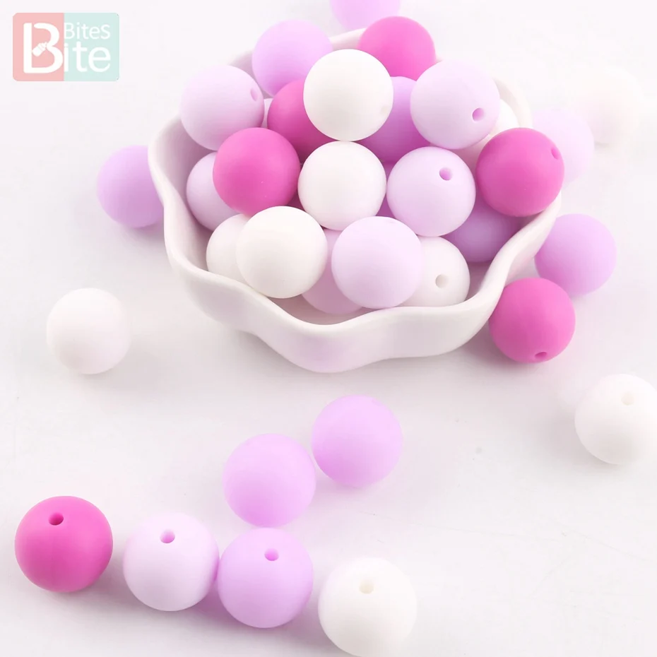 Purple Series Кусачки 12 мм 30 шт. Силиконовые Бусины DIY Детские Прорезыватели для зубов аксессуары для изготовления детских прорезывателей мягкие бусины без бисфенола цвет - Цвет: Purple Series