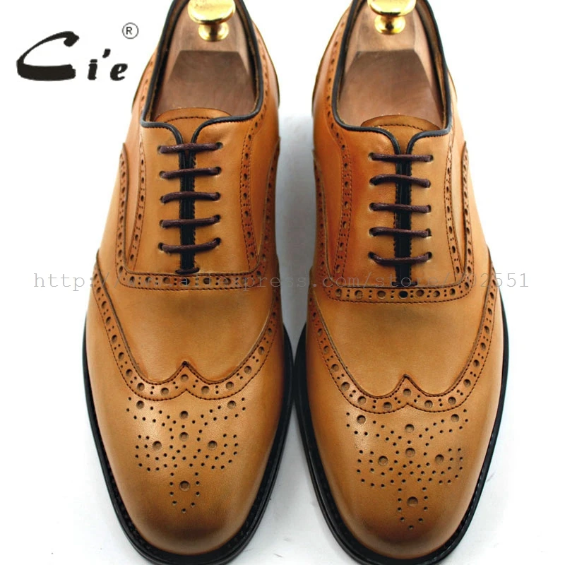 CIE круглый носок wingtips броги эксклюзивная ручной работы bespoke полная зернистая