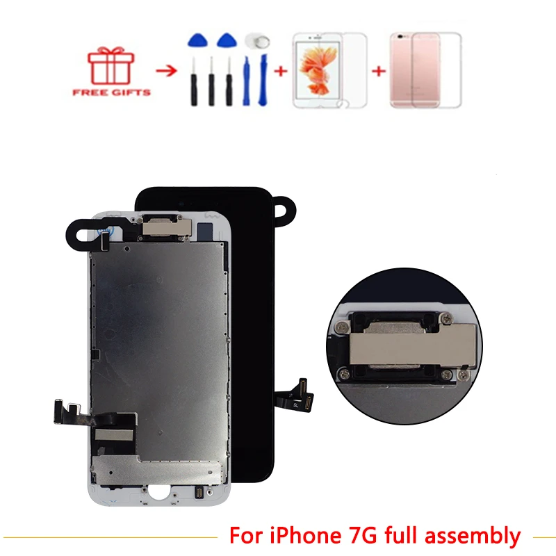 1 шт. ЖК экран для iPhone 7 7G с фронтальной камерой наушником задней пластиной сменным