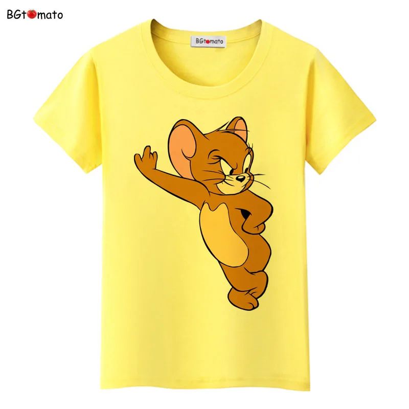 BGtomato, футболка, фильм, звезда, Джерри, мышь, kawaii, футболка, летняя, милая, милая, футболка, женская, дешевая, распродажа, брендовая, новая, мультяшная футболка
