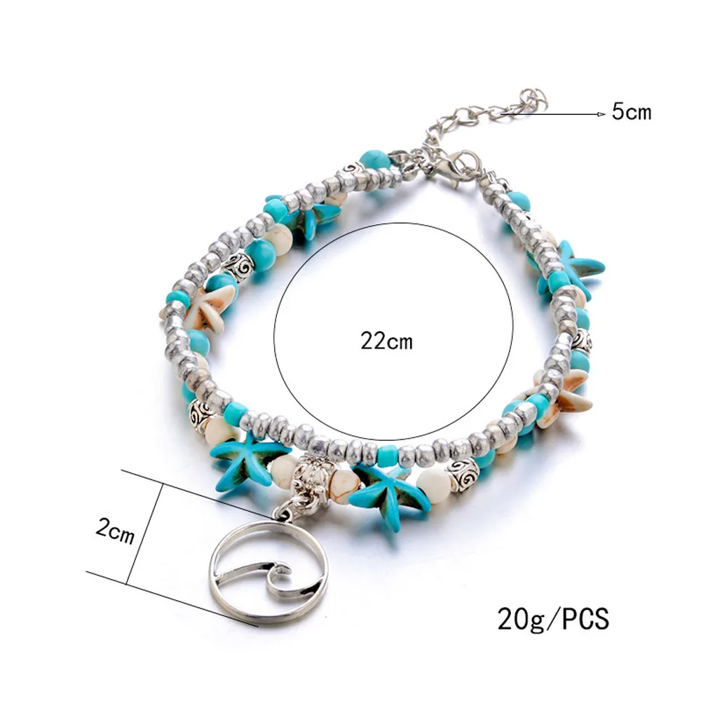 Женский богемный Браслет бохо Богемский на лодыжку в стиле хиппи для свадебной