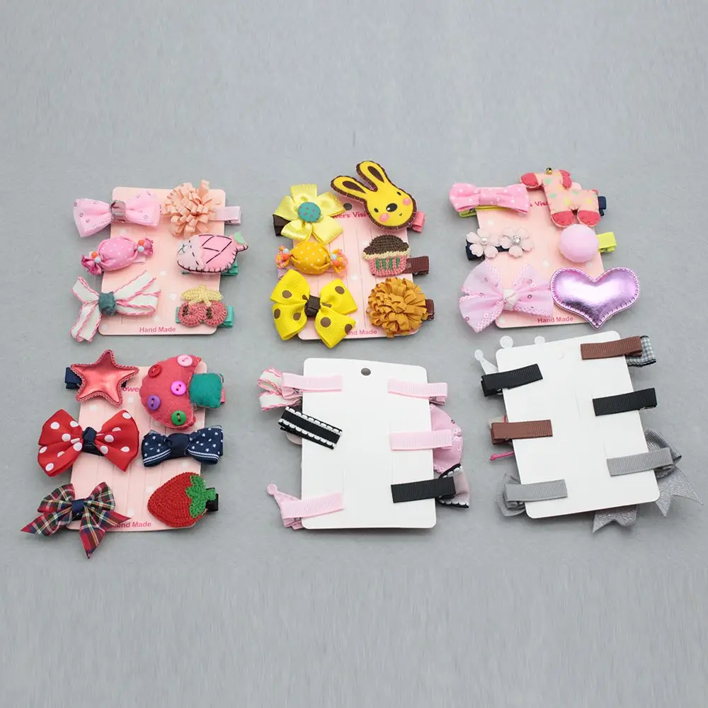 

6PCS/ SET girls flowers hair clips cartoon hairpins toddlers kids Animal Bow SAFE Barrettes Hair Accessories Flower gift