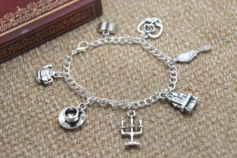 

12 шт. браслет с подвесками в стиле красавицы и чудовища, украшения в стиле принцессы