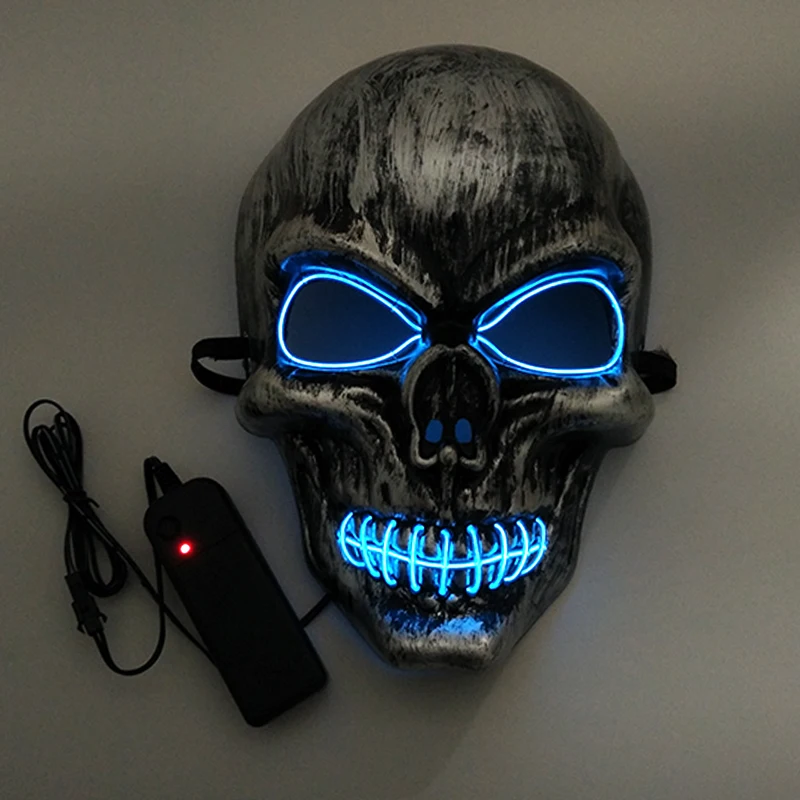 Светящаяся светодиодная мигающая маска новинка подарок светящаяся страшная на